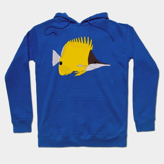 Yellow longnose butterflyfish Hoodie by Color Fluffy